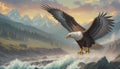 Bald eagle flight flying river rapids fishing Royalty Free Stock Photo