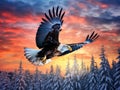 Ai Generated illustration Wildlife Concept of Bald Eagle flight Royalty Free Stock Photo