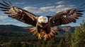 A bald eagle flying in the air. Generative AI. Royalty Free Stock Photo