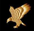 Bald eagle flying vector silhouette illustration isolated on black background. Eagle soaring with spread wings. Gold eagle. Royalty Free Stock Photo