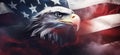 Patriotic banner with bald eagle in front of the American flag Royalty Free Stock Photo