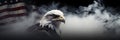 Patriotic banner with bald eagle in front of the American flag Royalty Free Stock Photo