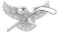 Bald Eagle Hawk Ice Hockey Mascot Stick and Puck Royalty Free Stock Photo