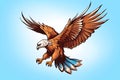 A bald eagle or hawk flying with wings spread mascot. Neural network AI generated Royalty Free Stock Photo