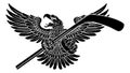 Bald Eagle Hawk Ice Hockey Mascot Stick and Puck Royalty Free Stock Photo
