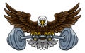 Bald Eagle Hawk Weight Lifting Mascot And Barbell