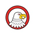Bald eagle head in circle emblem. Predator bird symbol. Vector i Royalty Free Stock Photo