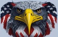 bald eagle head with USA flag pattern for american independence day, veterans day, 4th of July and memorial day Royalty Free Stock Photo