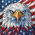 Bald Eagle head with USA flag pattern for 4th of July American independence day and Veterans Royalty Free Stock Photo