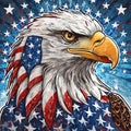Bald Eagle head with USA flag pattern for 4th of July American independence day and Veterans Royalty Free Stock Photo