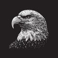 Bald Eagle Head Vector Illustration Ã¢â¬\' Vintage Retro Logo Design on Black Background, Royalty Free Stock Photo