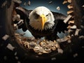 Ai Generated illustration Wildlife Concept of Bald Eagle in money Royalty Free Stock Photo