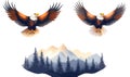 Bald Eagle Mountain Landscape Illustration Royalty Free Stock Photo