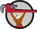 Bald Eagle Plumber Monkey Wrench Circle Cartoon Royalty Free Stock Photo