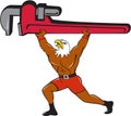 Bald Eagle Plumber Monkey Wrench Isolated Cartoon Royalty Free Stock Photo