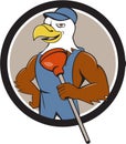 Bald Eagle Plumber Plunger Circle Cartoon