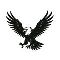 Bald eagle silhouette flying. flat vector illustration on white background logo or tattoo Royalty Free Stock Photo
