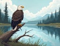 Bald eagle sits on the dead tree Royalty Free Stock Photo