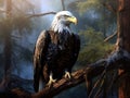 Bald Eagle sitting on a tree looking down Royalty Free Stock Photo