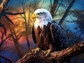 Bald Eagle sitting on a tree looking down Royalty Free Stock Photo