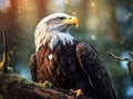 Bald Eagle sitting on a tree looking down Royalty Free Stock Photo