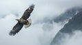 A bald eagle soaring majestically through the air. Eagle in flight above the clouds. AI Generative Royalty Free Stock Photo