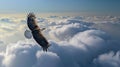 A bald eagle soaring majestically through the air. Eagle in flight above the clouds. AI Generative Royalty Free Stock Photo