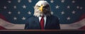 A bald eagle symbolically guards the integrity of the American election process. Concept American, Bald eagle, Election process,