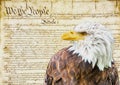 Bald Eagle and text of the Constitution of the United States. Royalty Free Stock Photo