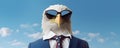 Bald Eagle Wearing Aviator Glasses Soaring in the Blue Sky. Concept Wildlife Photography, Bird Watching, Avian Adventure, Nature