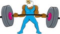 Bald Eagle Weightlifter Lifting Barbell Cartoon