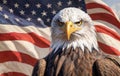 bald fish eagle and flag patriotic , american patriotism concept Royalty Free Stock Photo