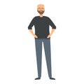 Bald guide man icon cartoon vector. Eye street