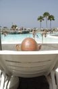 Bald headed man on vacation