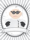 Bald Mad Scientist Grunge Label Vector