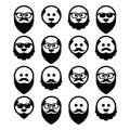 Bald man with beard and mustache icons set