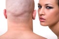 Bald man and beautiful girl Royalty Free Stock Photo