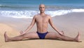 Upavistha konasana bald man beach