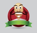 Bald man cartoon character wist mustache Royalty Free Stock Photo