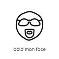 Bald man face with beard and sunglasses icon. Trendy modern flat Royalty Free Stock Photo