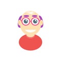 Bald man with glasses. Happy human. Profile Avatar, vector illustration Royalty Free Stock Photo