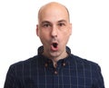 Bald man with shock expression. Isolated Royalty Free Stock Photo