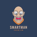 bald man smile happy science smart professor mascot colorful cartoon logo design vector