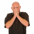 Bald man sneezing Royalty Free Stock Photo