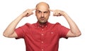 Bald man thinking hard about problems Royalty Free Stock Photo