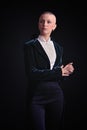 Bald woman in tailcoat Royalty Free Stock Photo