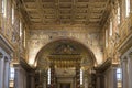 The baldacchino, mosaics of triumphal arch and the apse in the Basilica of Saint Mary Major Royalty Free Stock Photo