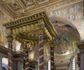 The baldacchino, mosaics of triumphal arch and the apse in the Basilica of Saint Mary Major Royalty Free Stock Photo