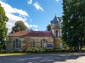 Baldone lutheran church in autumn day, Latvia