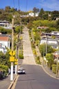 Baldwin Street the world`s steepest street in Dunedin, Otago, South Island, New Zealand. Royalty Free Stock Photo